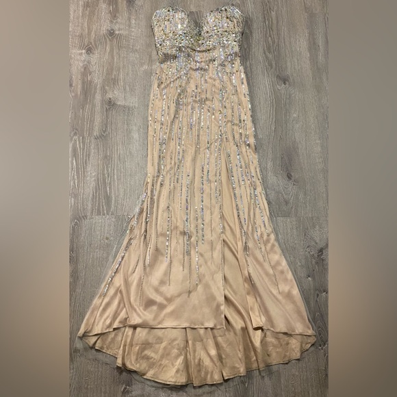 Jovani Strapless Sequined Formal GownDress